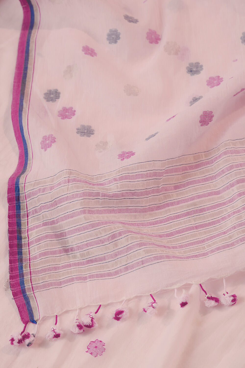 Light Pink Bengal Pure Cotton Jamdani Saree image number null