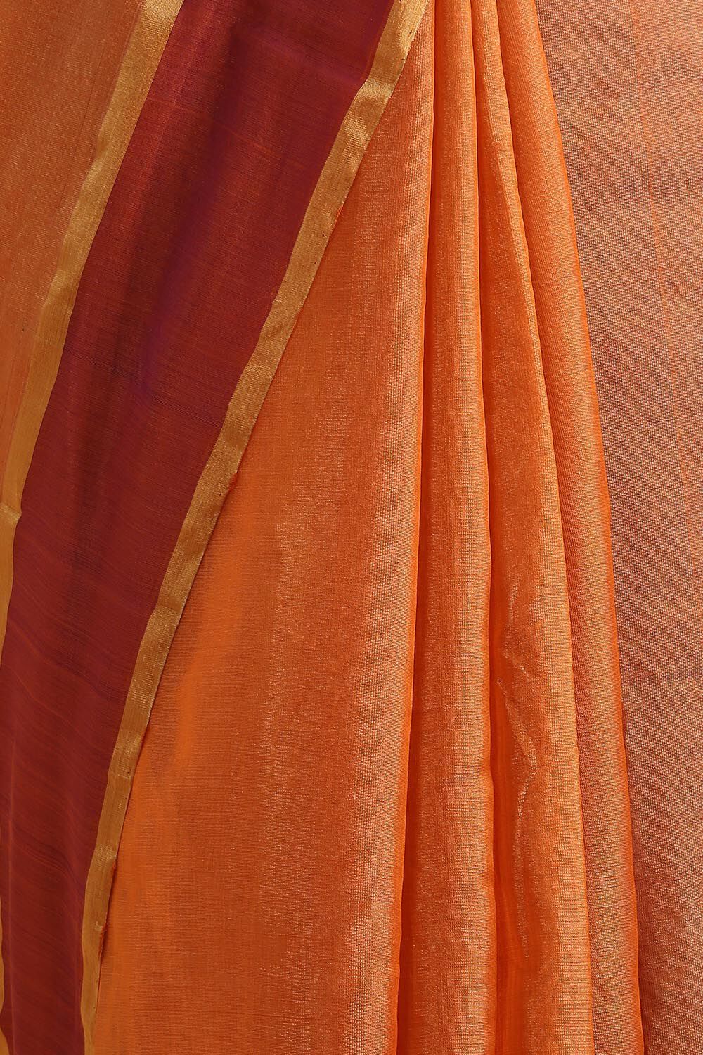 Dark Orange Pure Tissue Cotton Chanderi Saree image number null