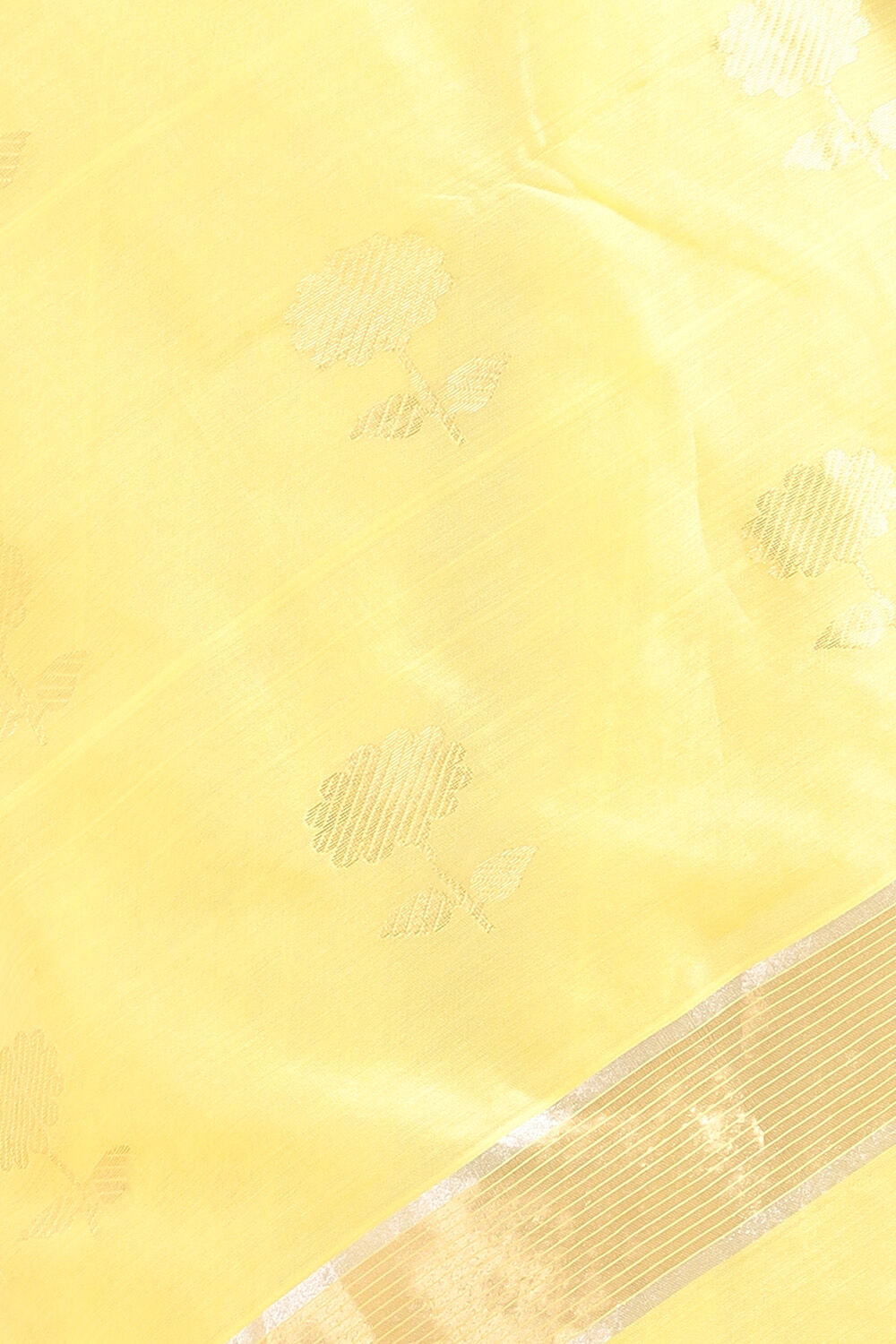 Yellow Pure Silk Cotton Chanderi Saree image number null
