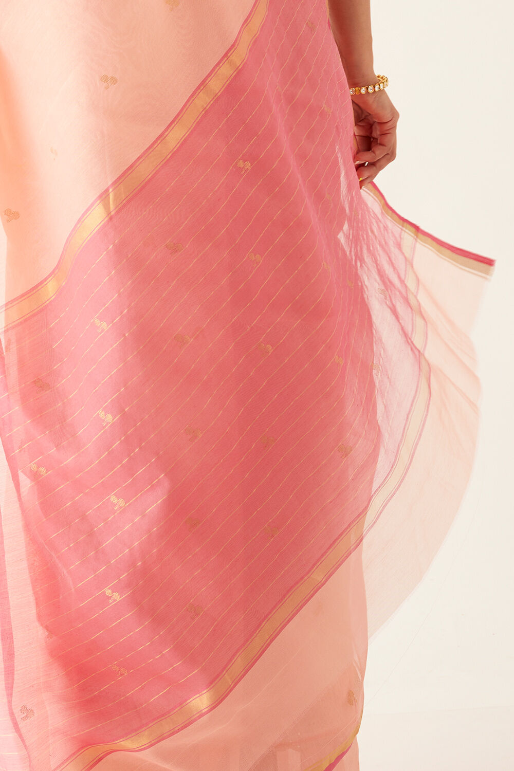Light Orange Pure Silk Cotton Chanderi Saree image number null