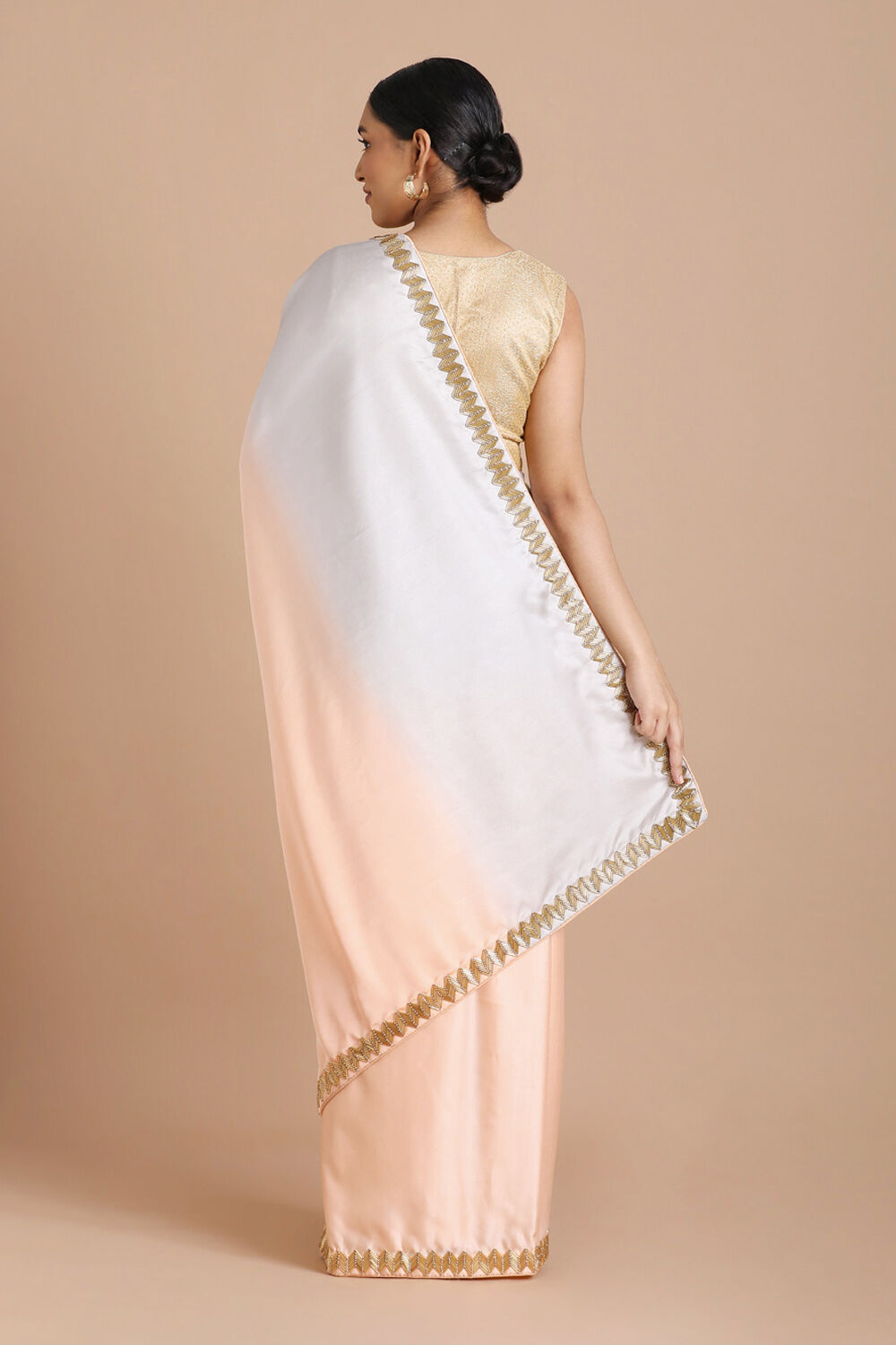 Light Pure Orange Embroidered Saree image number null