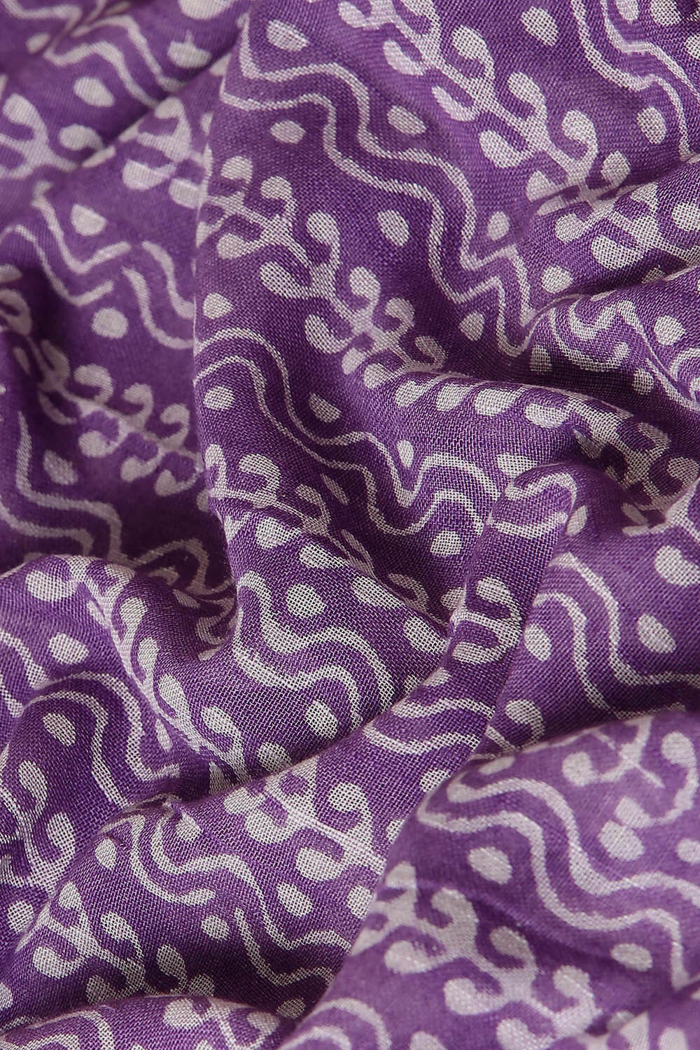 Violet Pure Cotton Linen Bagru Printed Saree image number null