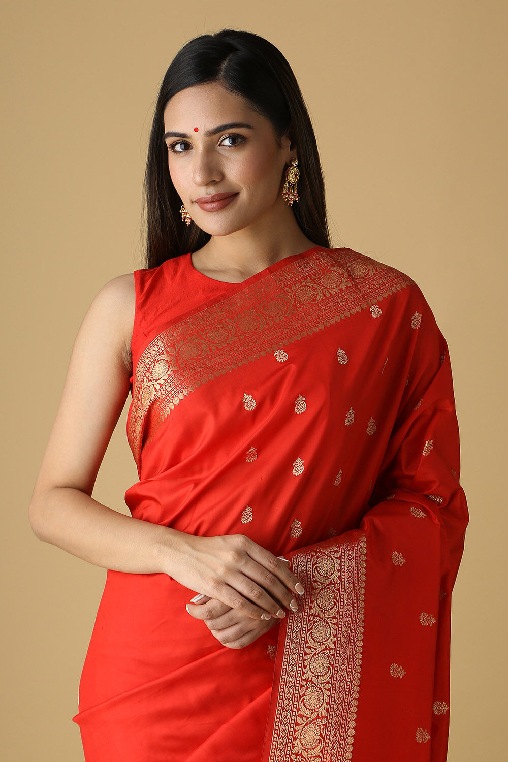 Red Pure Silk Banarasi Saree image number null