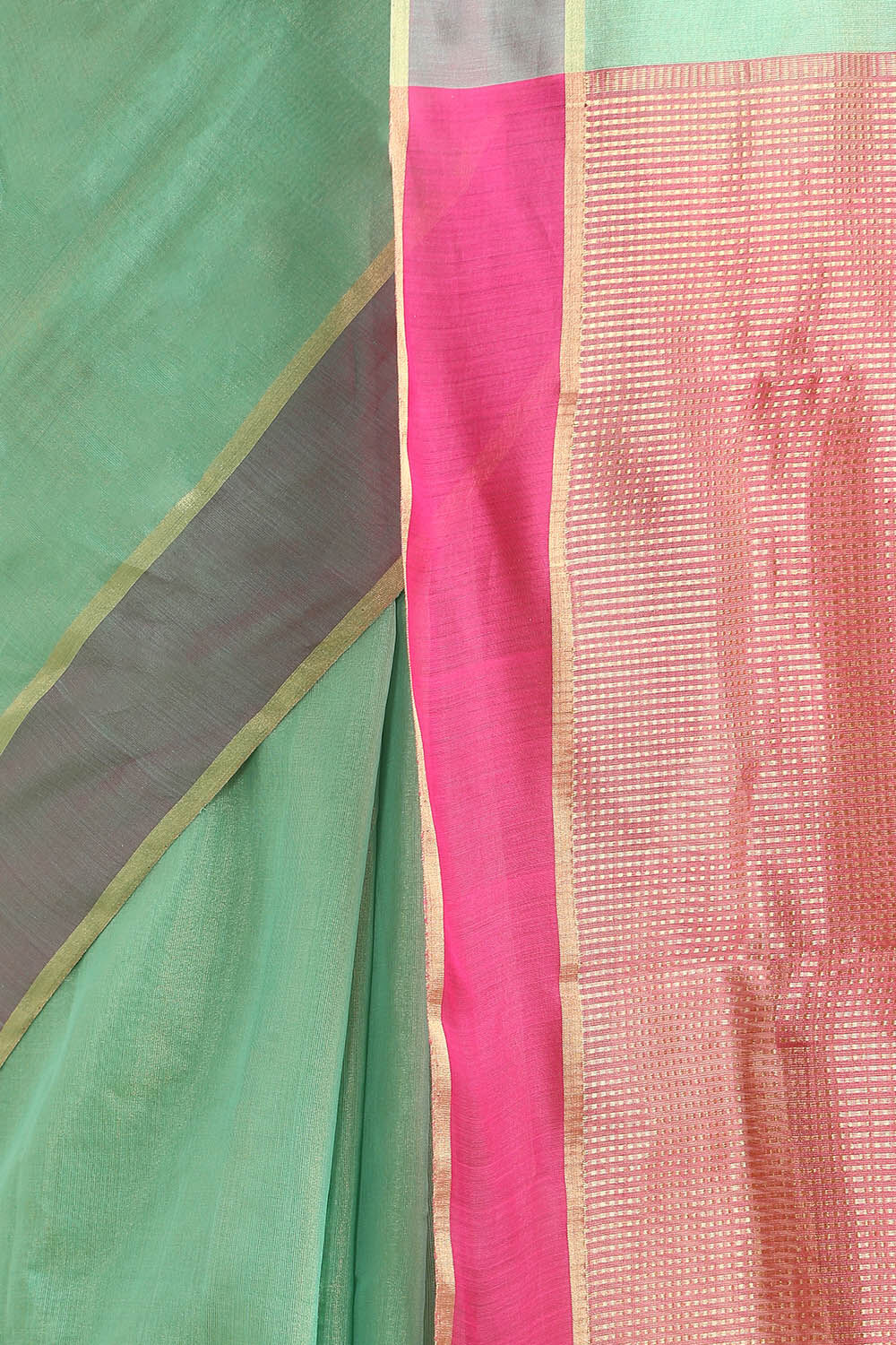 Light Green Pure Cotton Tissue Chanderi Saree image number null