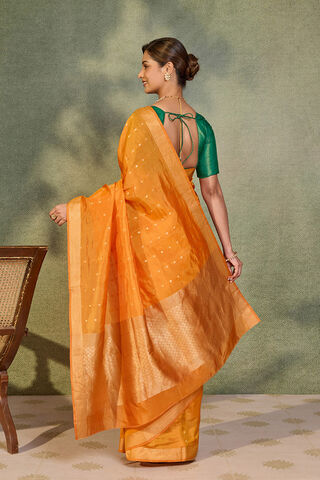 Orange Silk Viscose Cutwork Banaras  Saree thumbnail image number null