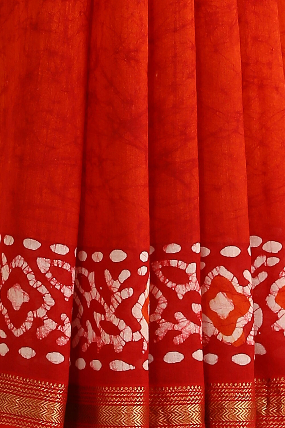 Orange Batik Pure Silk Cotton Saree image number null