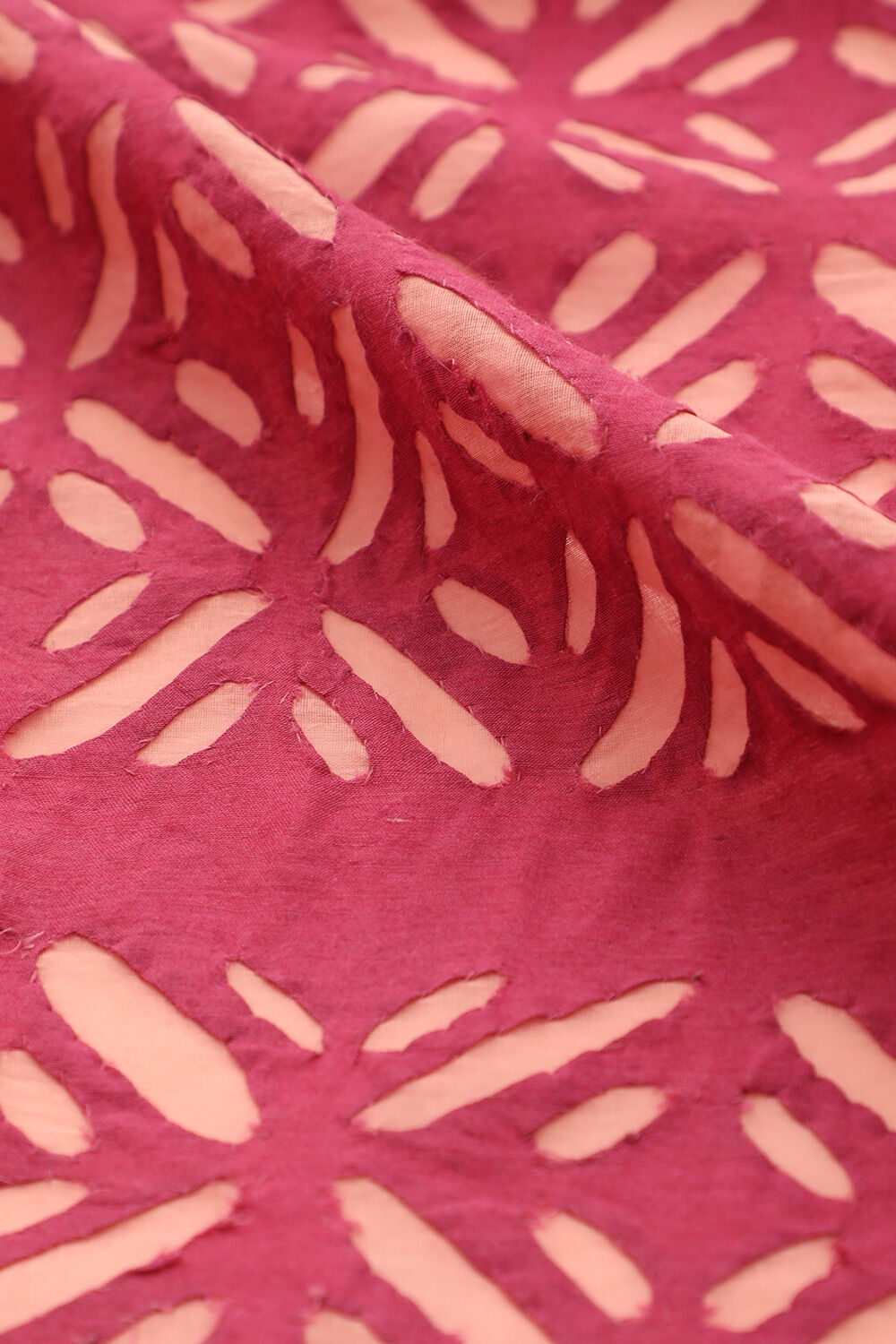 Dark Pink Craft Pure Tussar Silk Applique Saree image number null