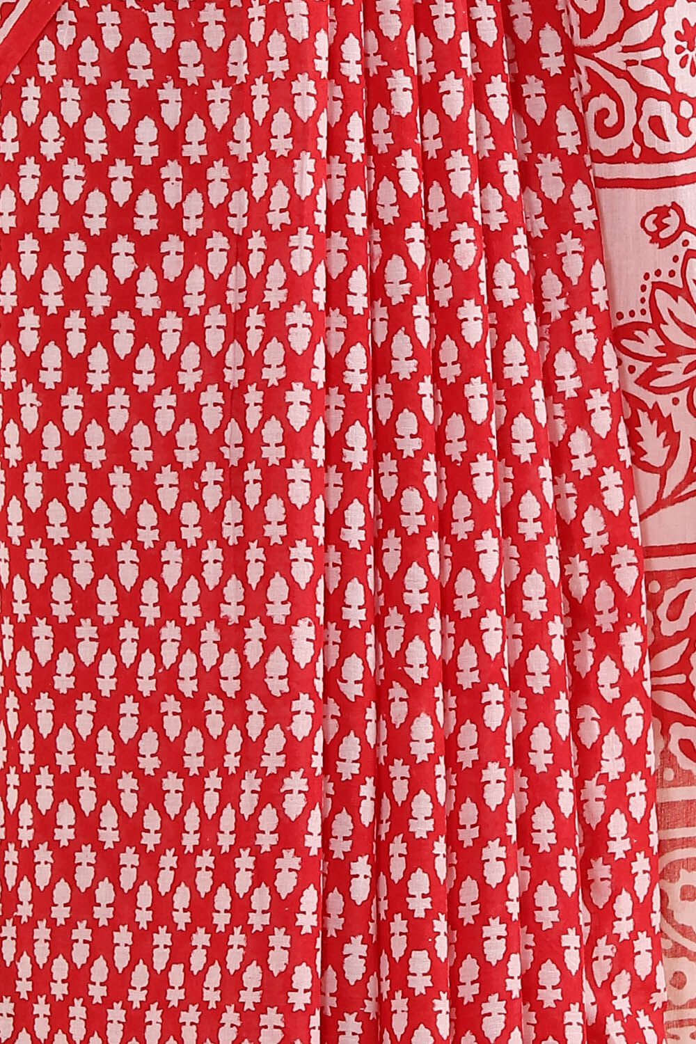 Red Pure Cotton Sanganeri Printed Saree image number null