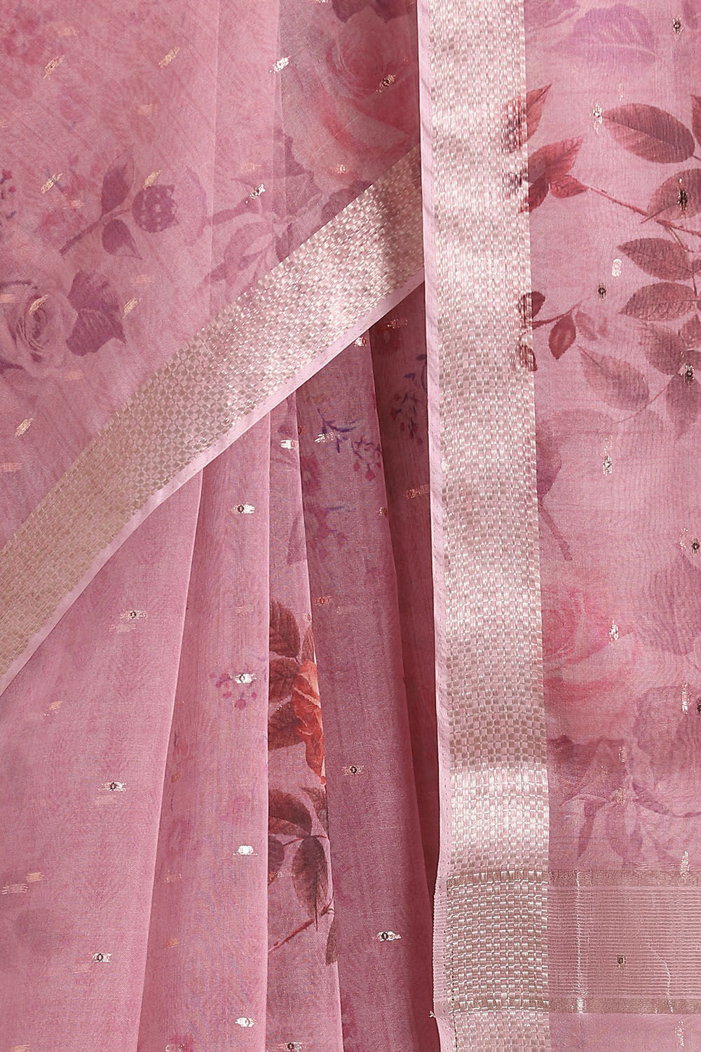 Light Pure Pink Embroidered Saree image number null