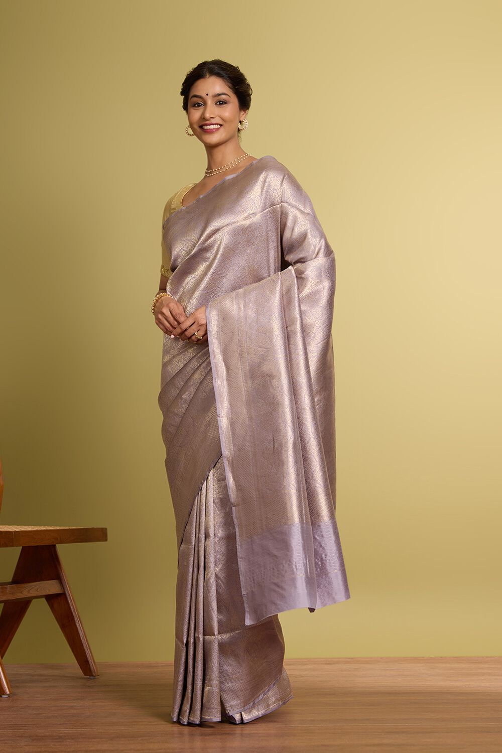 Light Violet Pure Silk Brocade Banarasi Saree image number null
