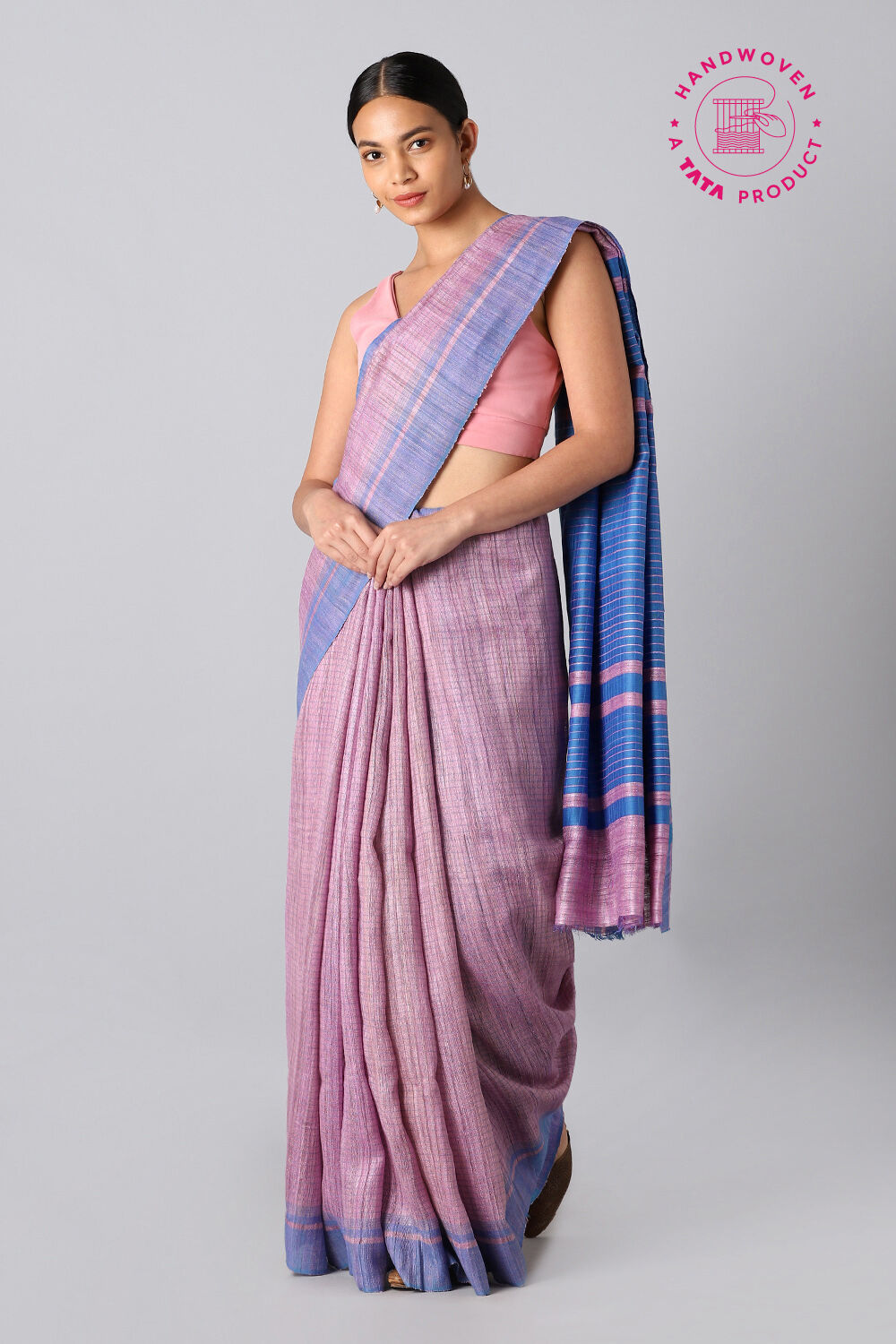 Light Violet Pure Tussar Silk Bhagalpuri Saree image number null