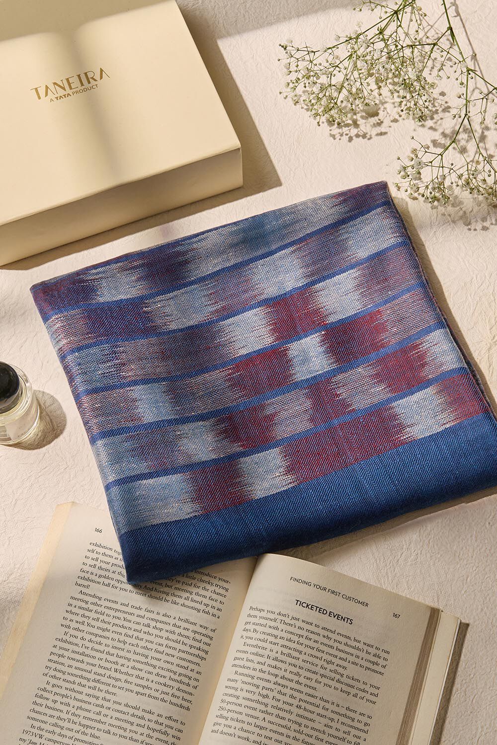 Blue Kashmiri Ikat Pashmina Stole image number null