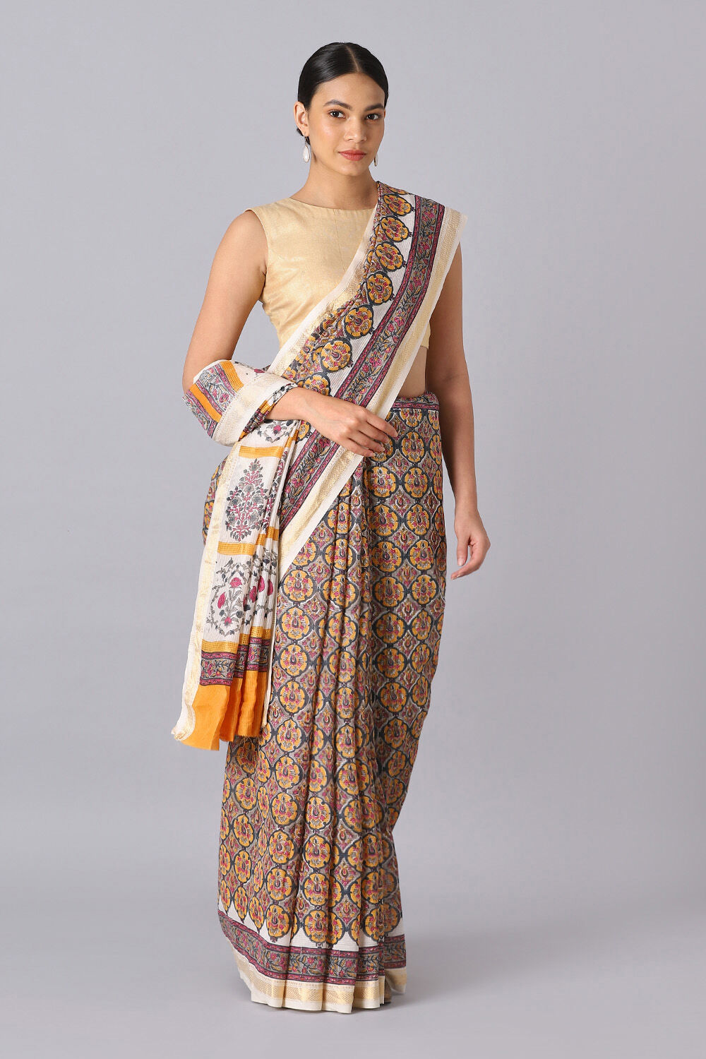 Sanganeri print cotton sarees online shop