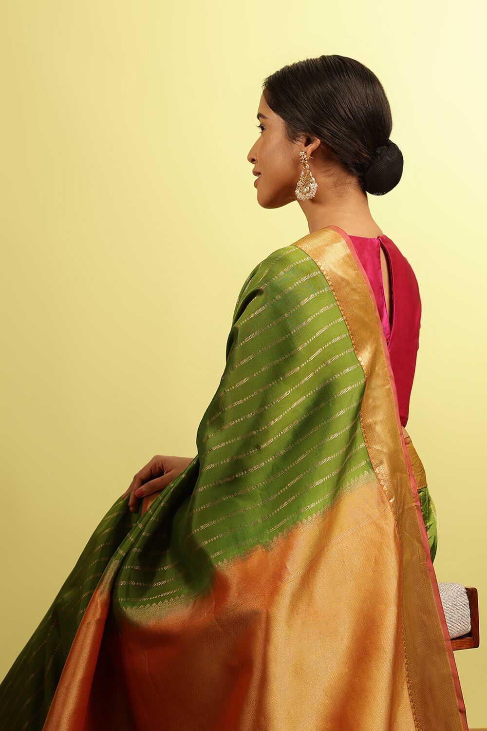 Green Woven Silk Viscose Saree image number null