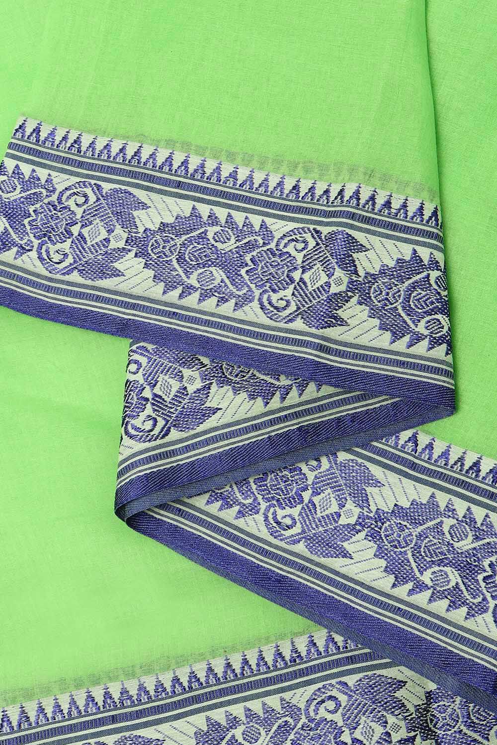 Light Pure Green Cotton Bengal Saree image number null