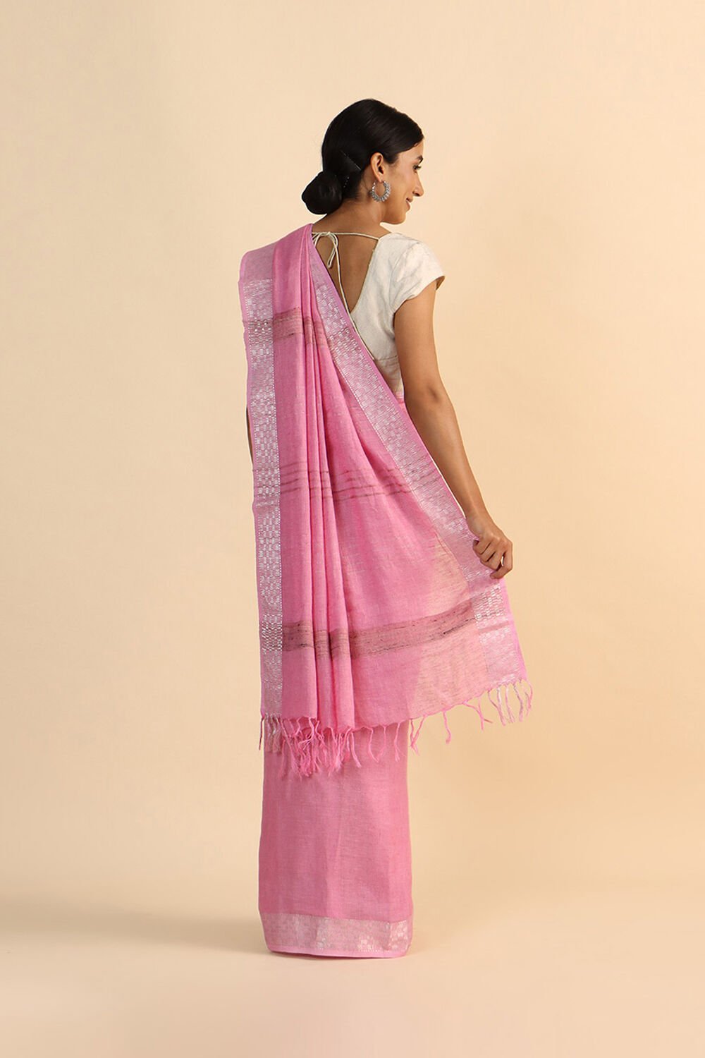 Light Pink Pure Linen Bhagalpuri Saree image number null