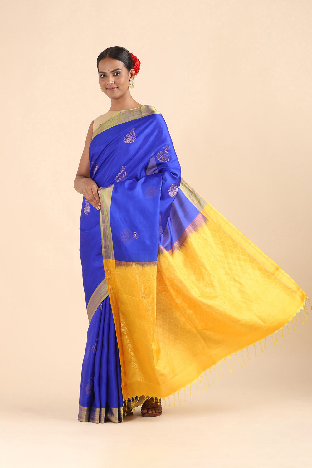 Blue Pure Soft Silk Saree image number null
