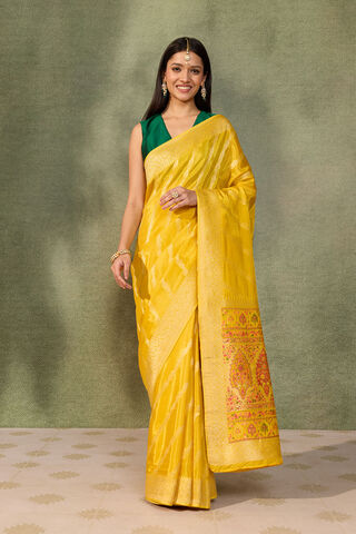 Yellow Woven Pure Viscose Saree thumbnail image number null