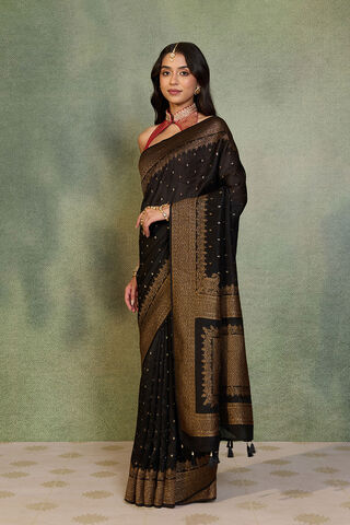 Black Woven Design Pure Viscose Saree thumbnail image number null