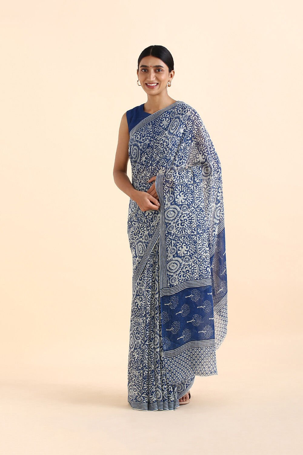 Blue Viscose Georgette Printed Saree image number null
