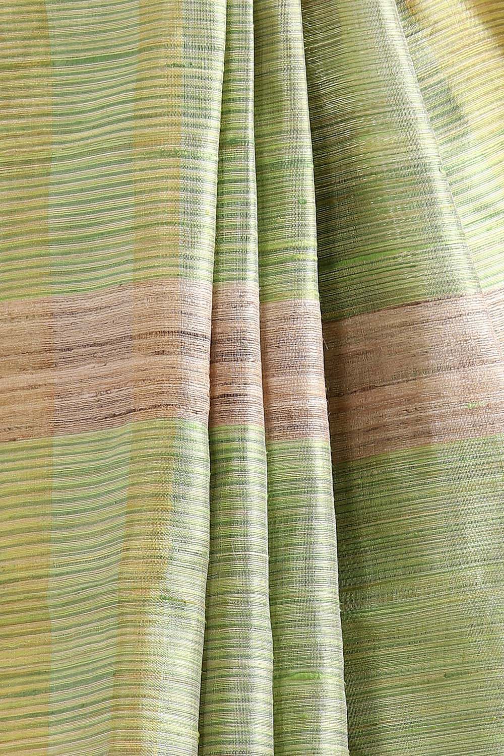 Light Green Pure Tussar Silk Tie and Dye Saree image number null