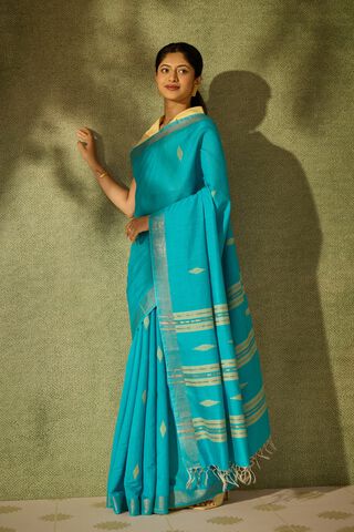 Blue Bhagalpur Woven Silk Viscose Saree thumbnail image number null