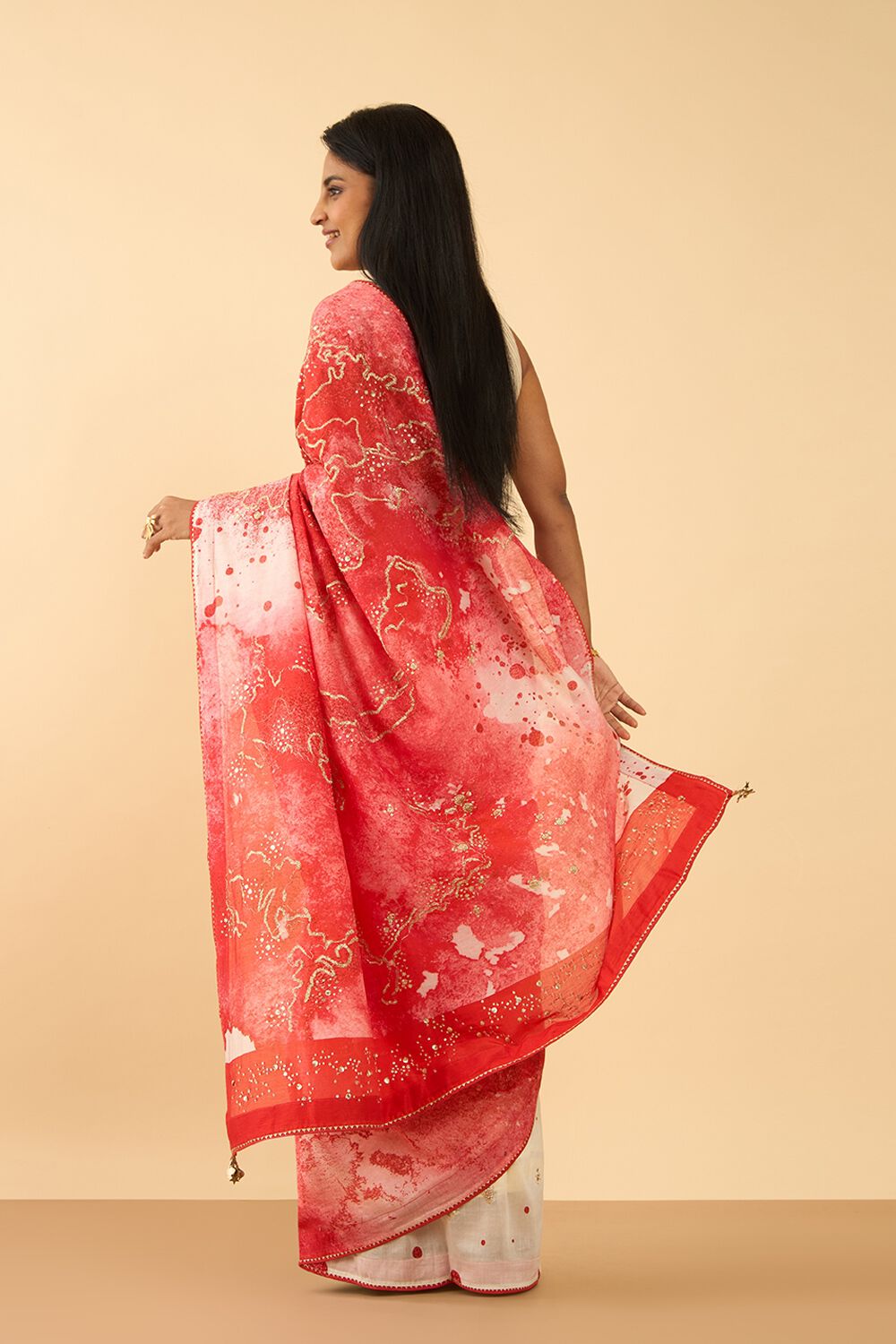 Red Pure Silk Cotton Embroidered Saree image number null