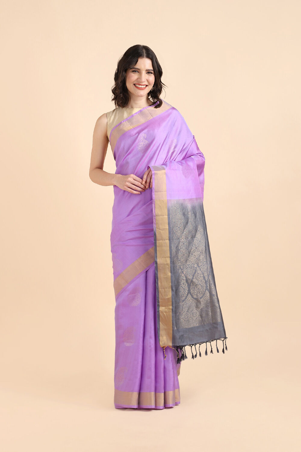 Violet Pure Soft Silk Saree image number null
