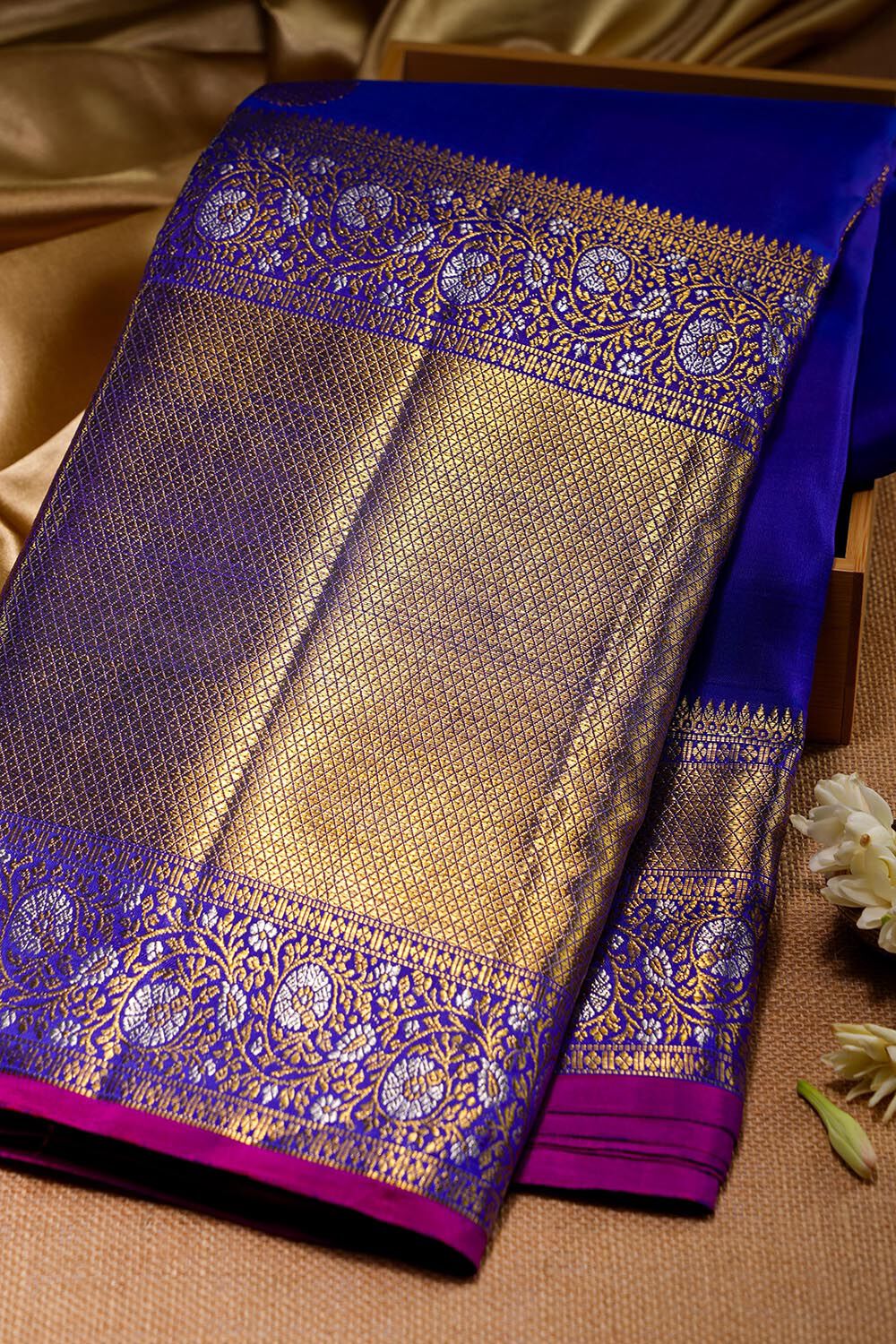 Purple Pure Silk Woven Kanjivaram Saree image number null