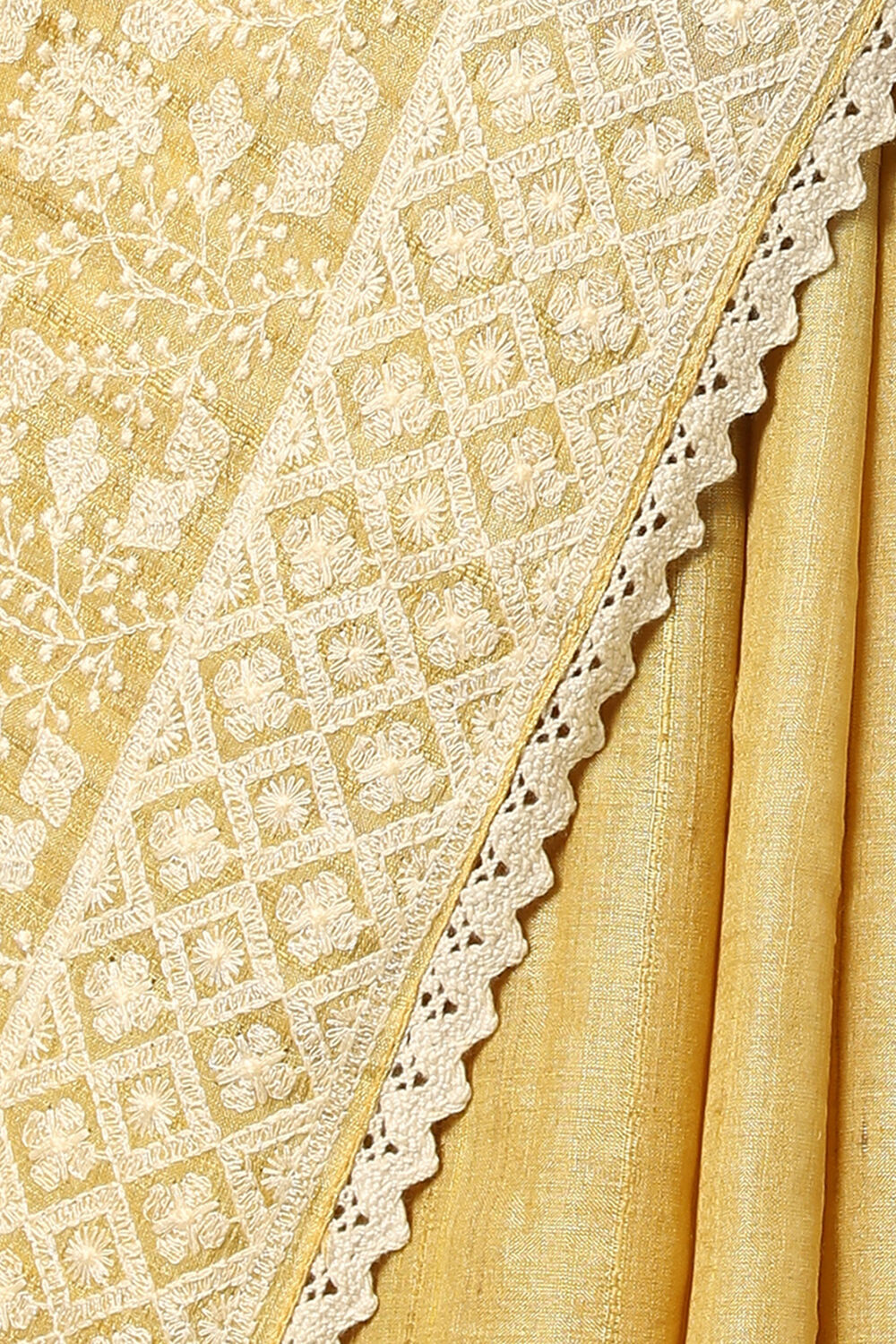 Yellow Embroidered Pure Tussar Saree image number null