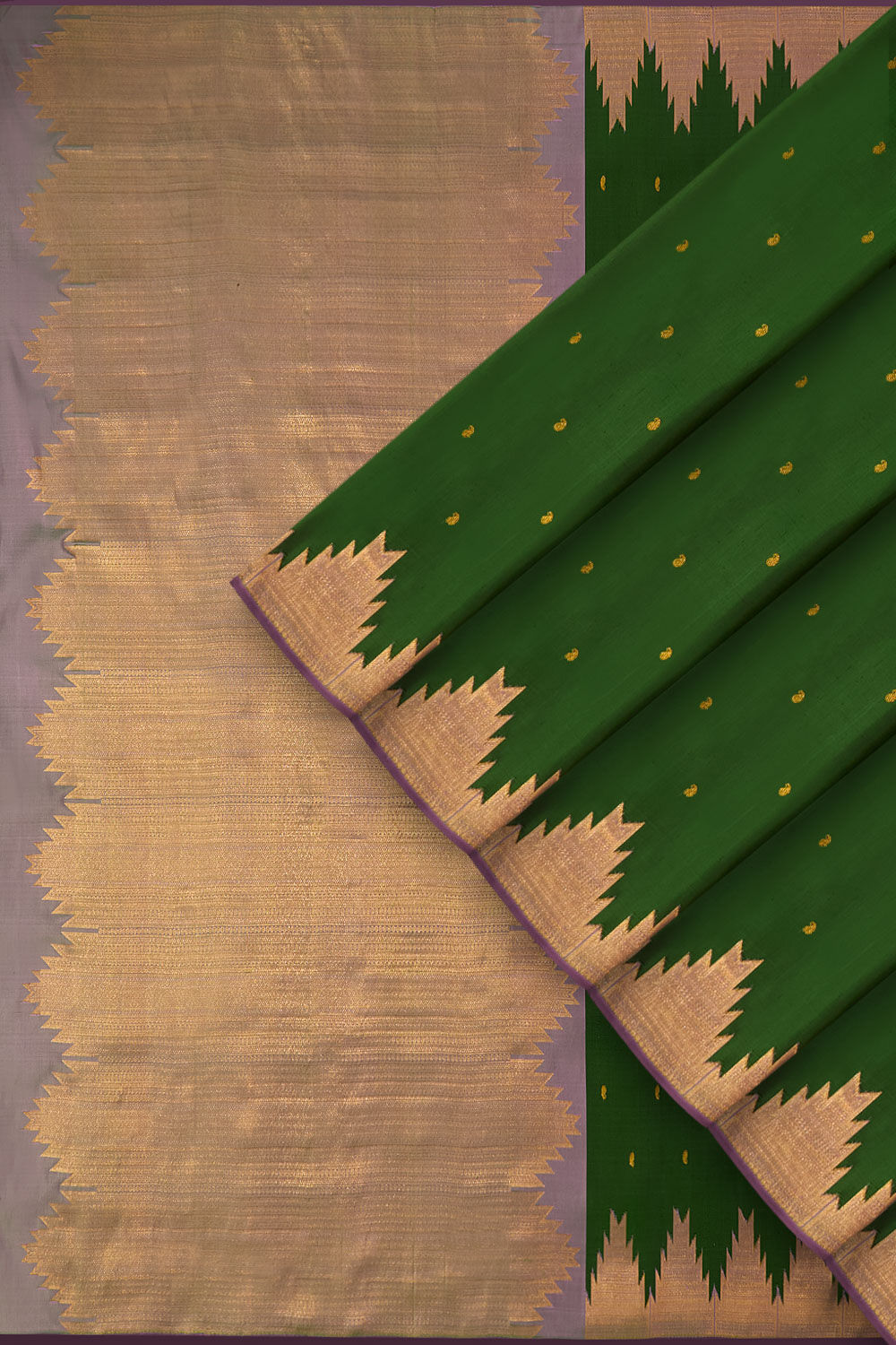 Dark Green Pure Silk Woven Kanjivaram Saree image number null
