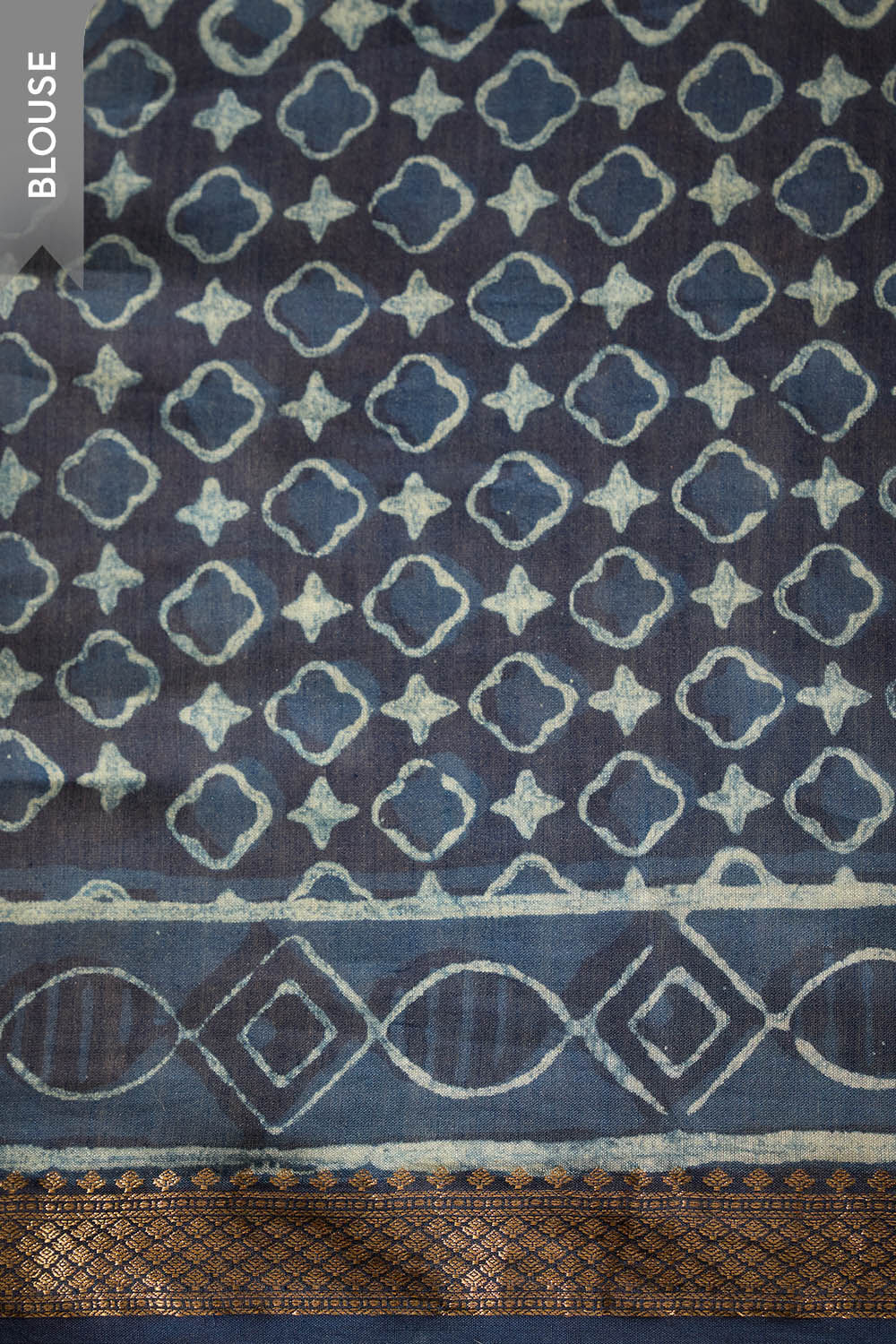 Blue Rajasthan Block Printed Pure Silk Cotton Saree image number null