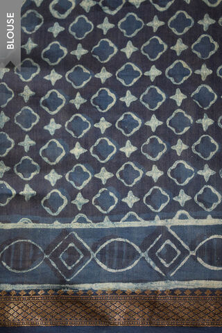 Blue Rajasthan Block Printed Pure Silk Cotton Saree thumbnail image number null