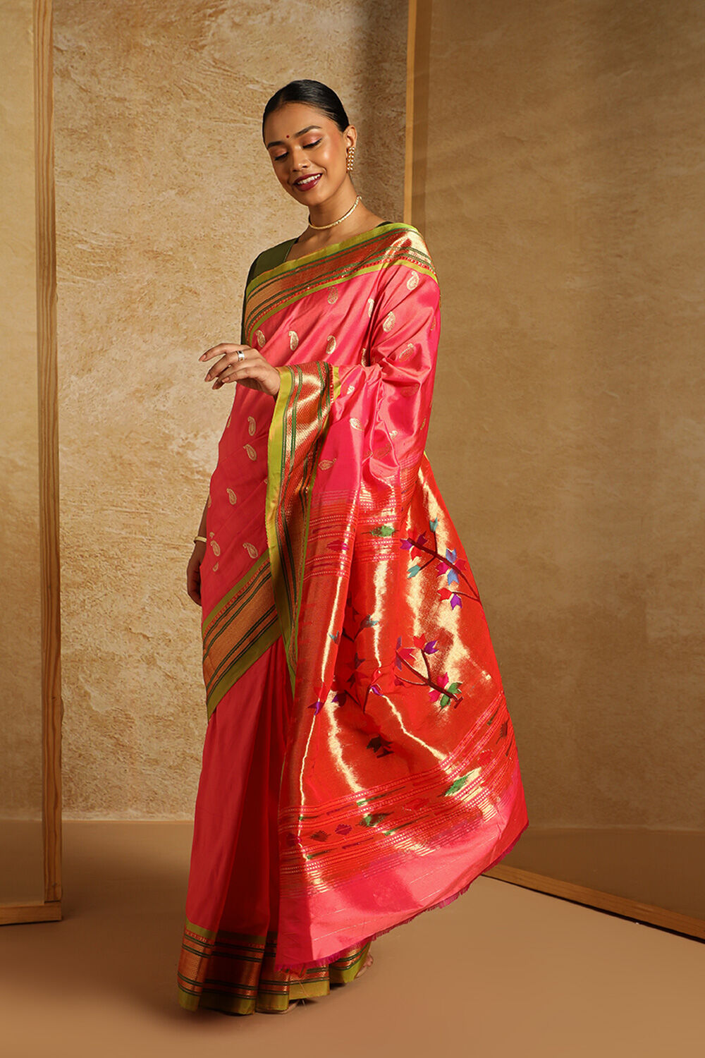 Pink Pure Silk Paithani Saree image number null