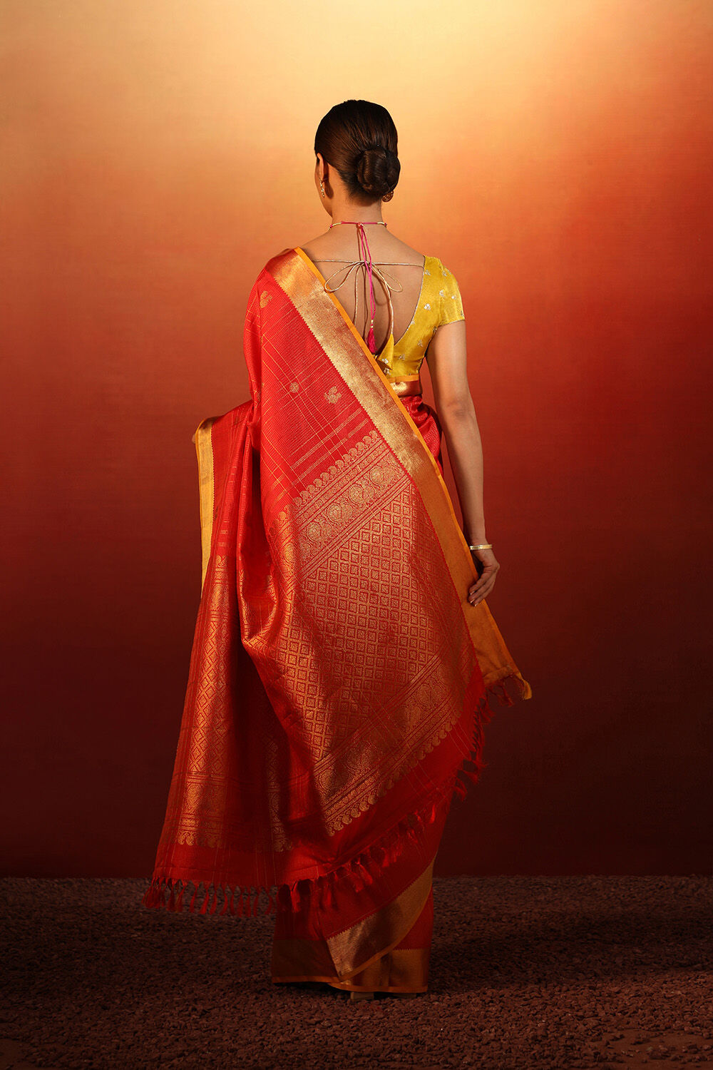 Red Woven Pure Silk Kanjivaram Saree image number null