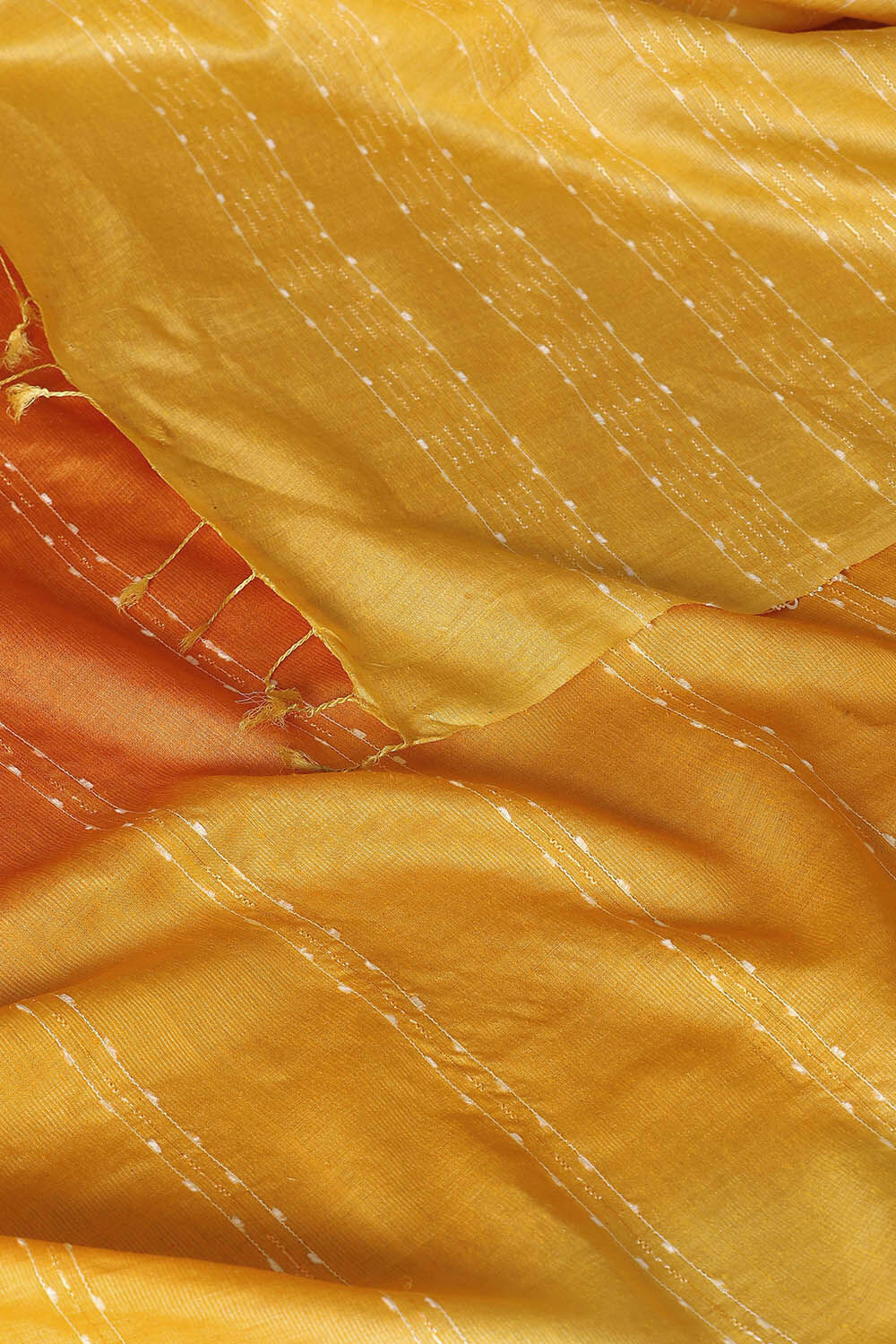 Yellow Pure Tussar Silk Tie and Dye Saree image number null