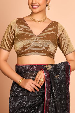 Gold Cotton Embroidered Blouse thumbnail image number null