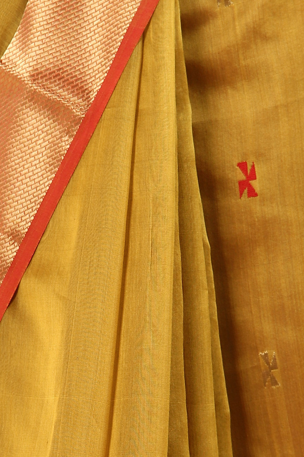 Dark Yellow Pure Silk Cotton Maheswari Saree image number null