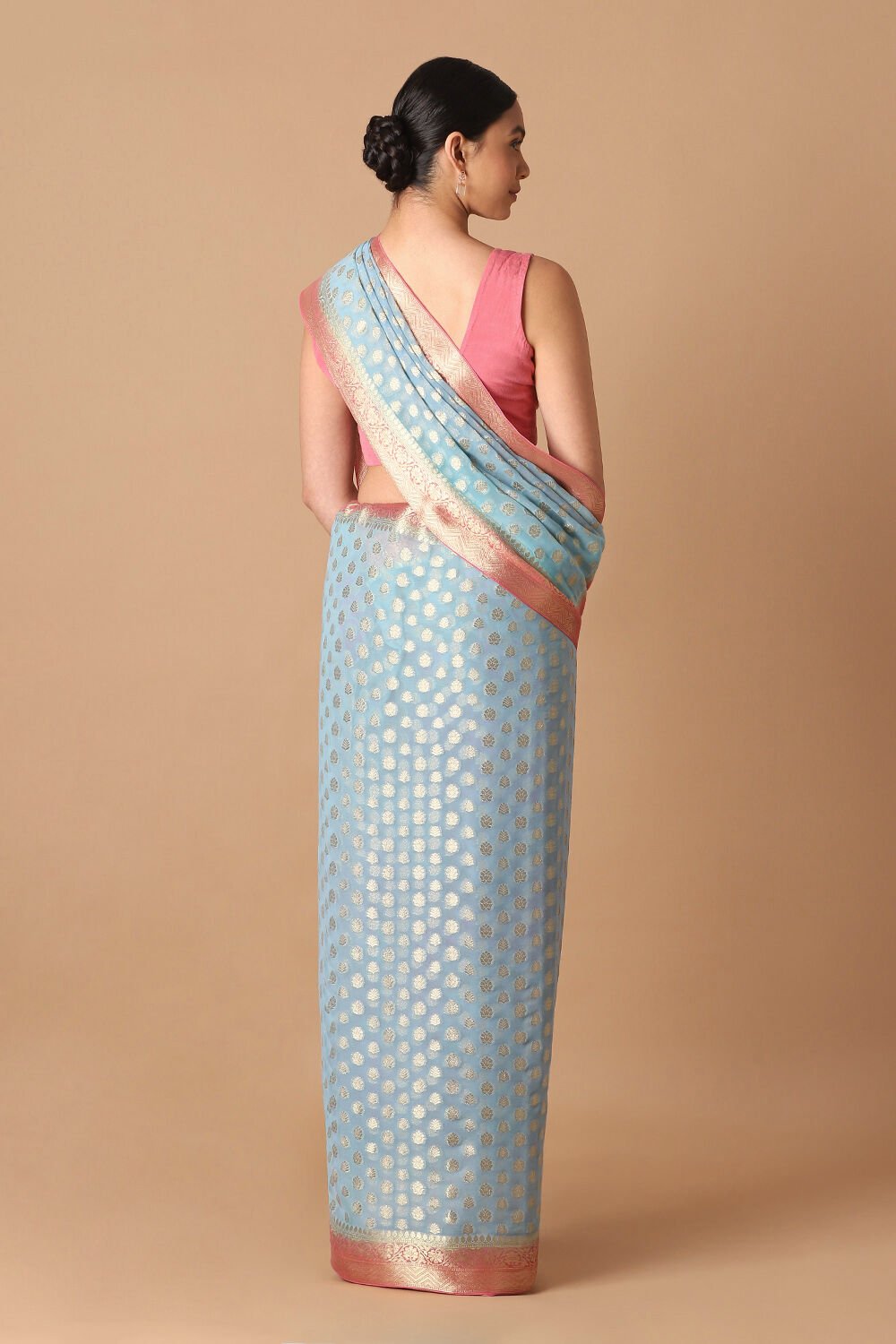Blue Viscose Pure Georgette Banarasi Saree image number null