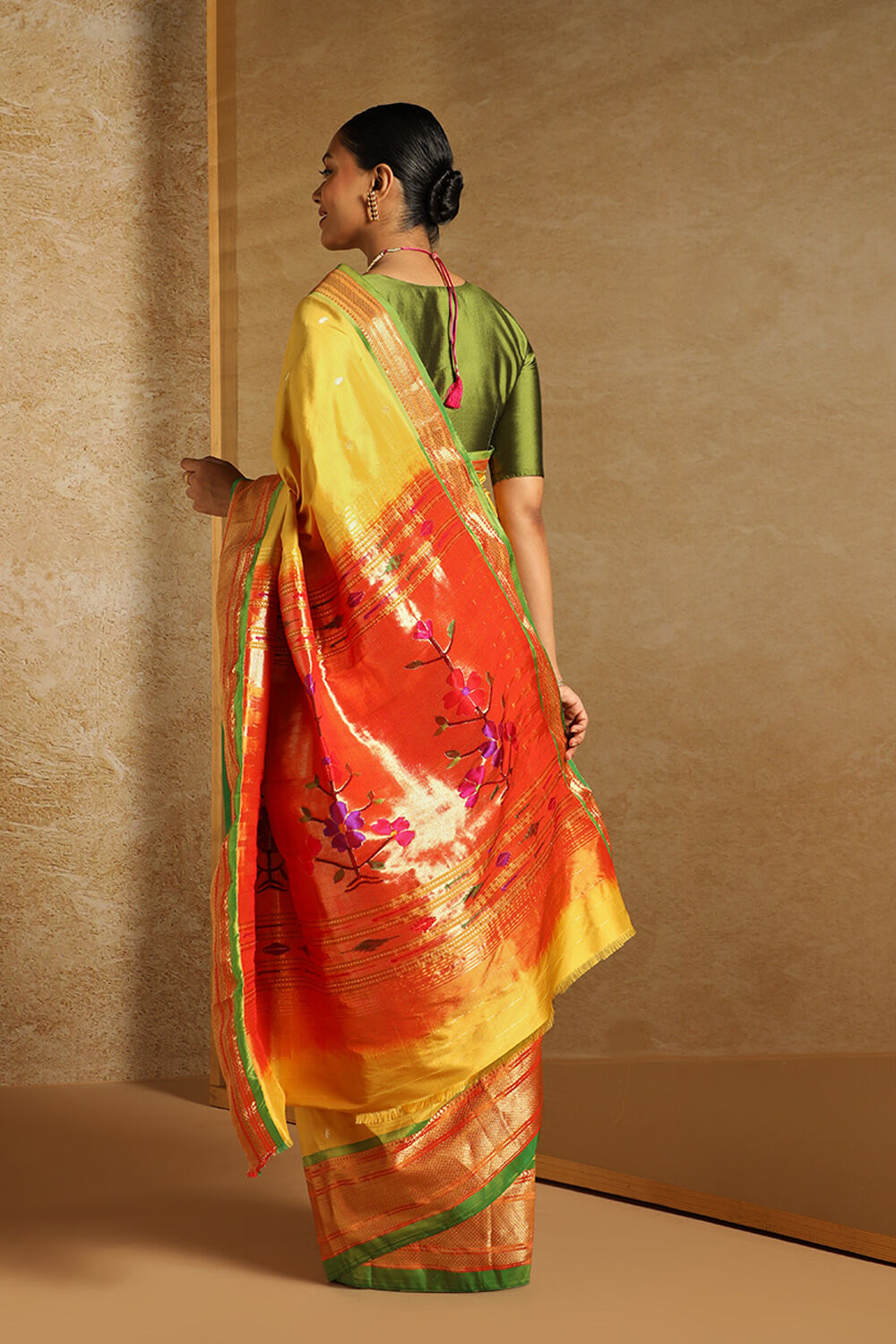 Yellow Pure Silk Paithani Saree image number null