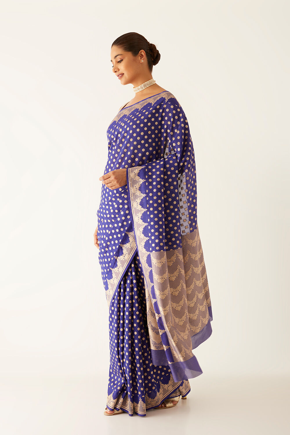 Dark Blue Viscose Georgette Banarasi Saree image number null