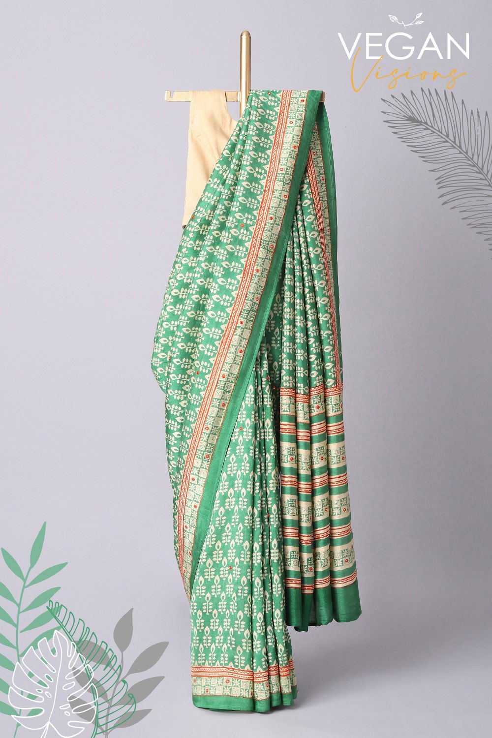 Green Vegan Saree image number null