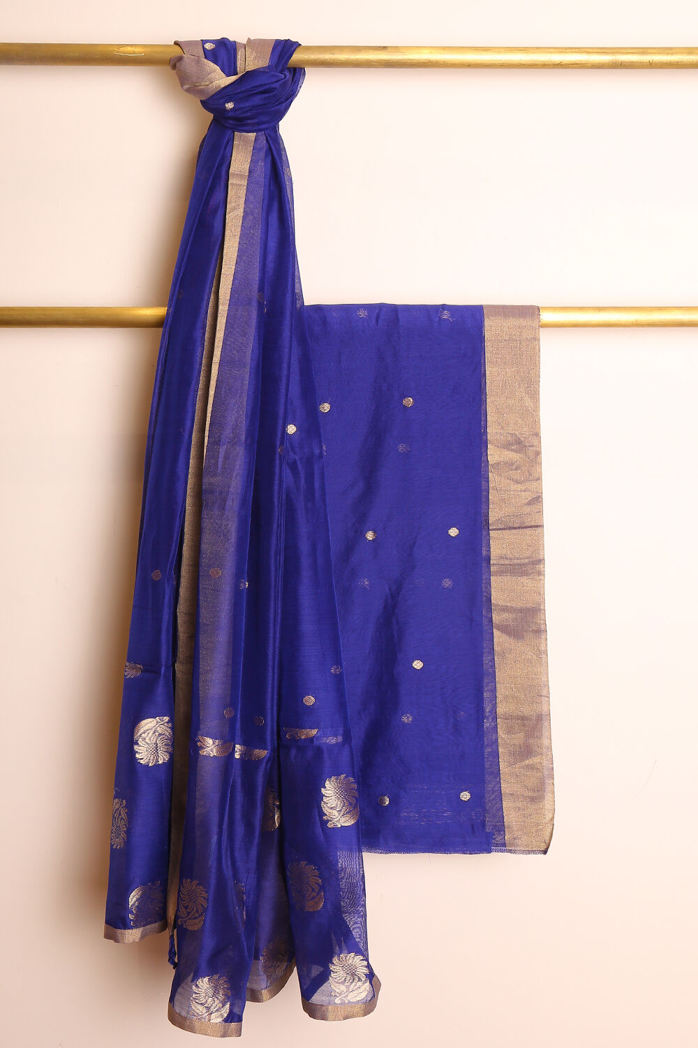 Ink Blue Pure Silk Cotton Suit Set image number null