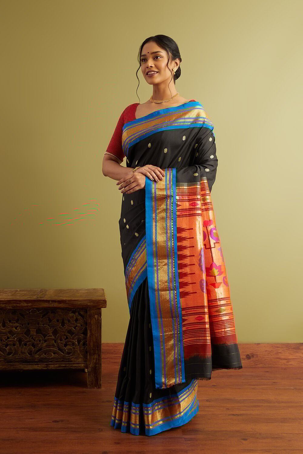 Black Tapestry Pure Silk Paithani Saree image number null