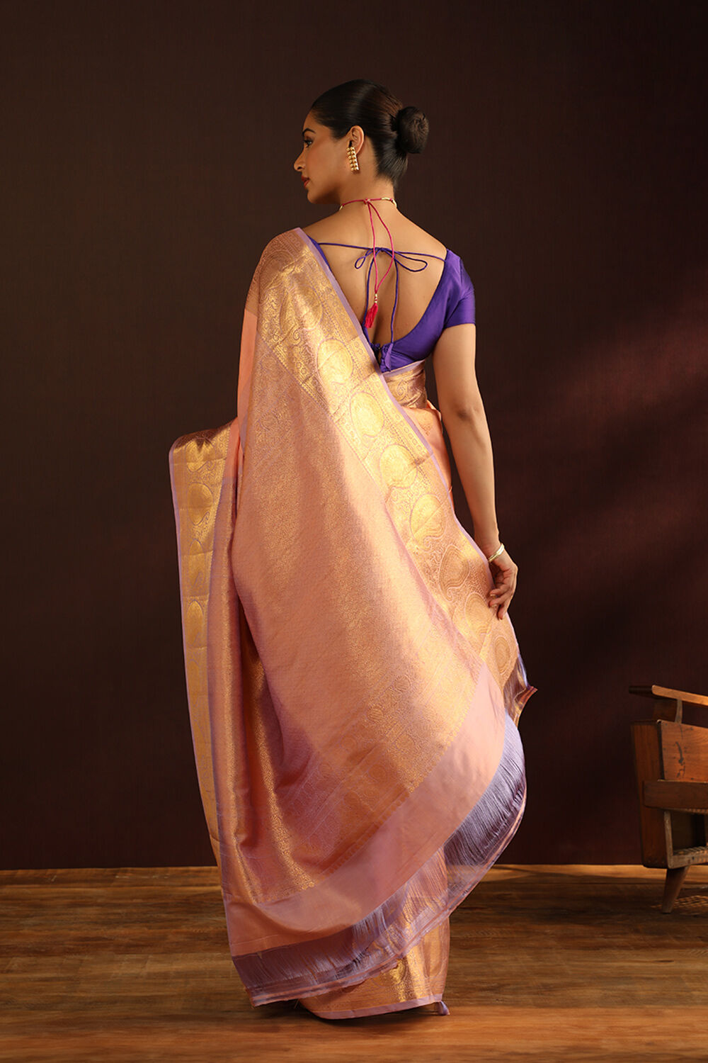 Orange Pure Silk Woven Kanjivaram Saree image number null