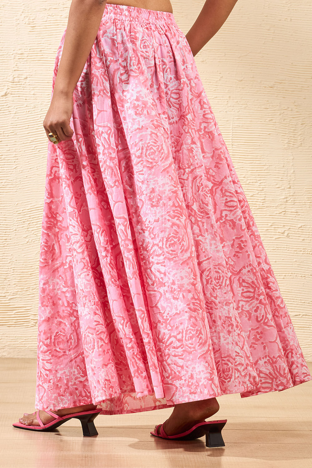 Light Pink Rajasthan Block Printed Pure Cotton Ethnic Skirt image number null