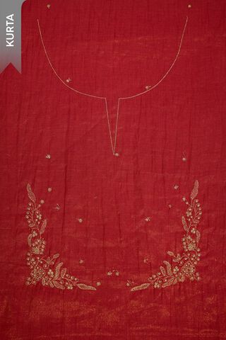 Red Pure Tissue Cotton Embroidered Unstitched Suit Set thumbnail image number null
