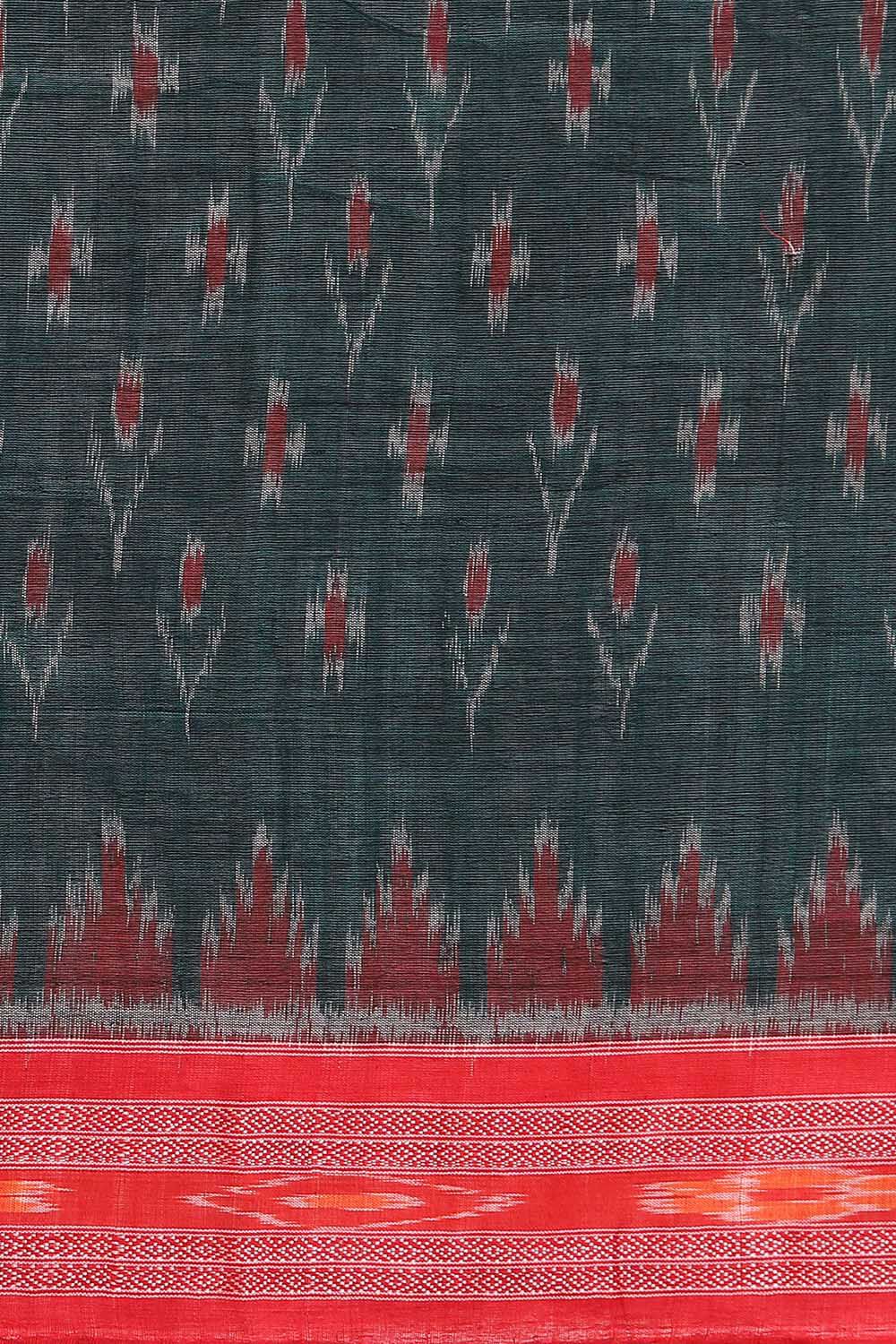 Dark Pure Green Cotton Odissa Ikat image number null
