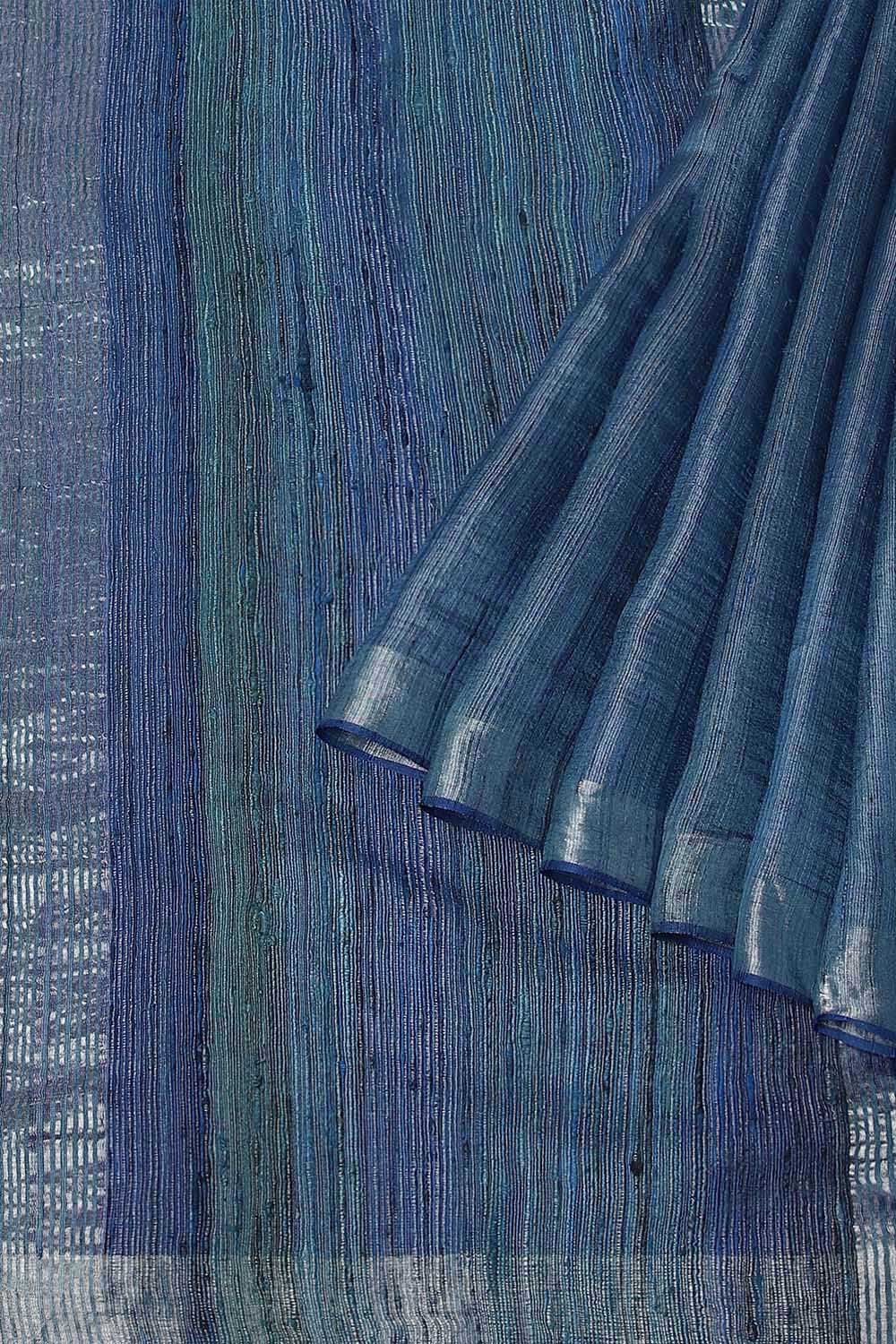 Blue Pure Tussar Silk Bhagalpuri Saree image number null