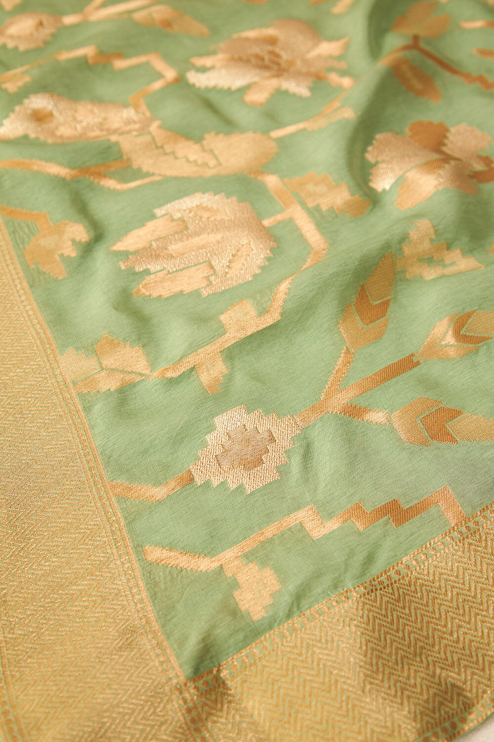 Light Green Luxe Viscose Woven Design Saree image number null